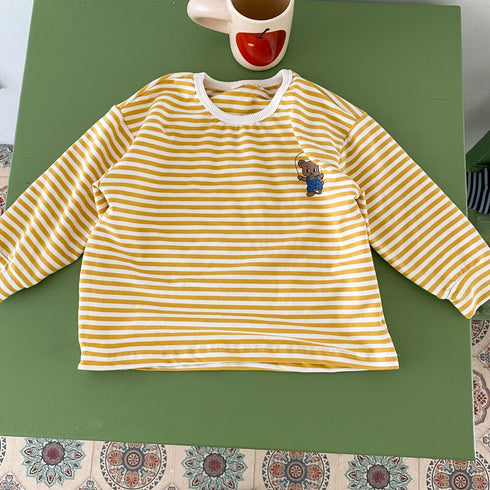 Children's striped sweater loose baby long sleeve T-shirt